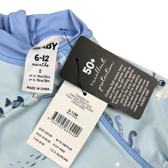 Cotton On Baby UPF Protection Sun Swim Shirt Rash Guard Vest - Size 6-12M - Picture 3 of 4